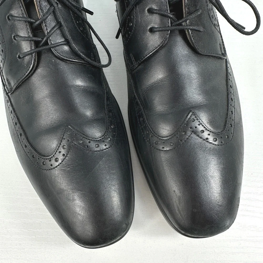 Black leather wingtip oxford‎ mens shoes 10 Aldo business work old money classic